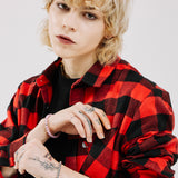 オーバーフィットフランネルシャツ/OVERFIT FLANNEL SHIRTS-RED+BLACK