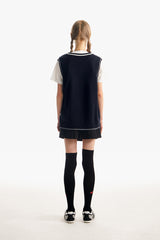 ミドルチェリーⅤネックニットベスト／MIDDLE CHERRY V-NECK KNIT VEST [NAVY]