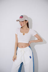 ミニVゴルジクロップTシャツ/TOP(9348) Mini V Golgi Crop Tee
