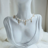 サンダーラプソディーパールチョーカーネックレス / Thunder Rhapsody Pearl Choker Necklace - Gold Color