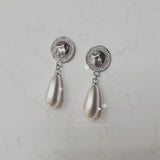 エスニックボタンロングパールイヤリング