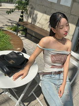 エッセンシャルオフザショルダースリーブレストップ