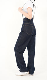 ハイウエストディープブルーワイドフィットサスペンダーデニムパンツ/RED VELVER WENDY WORN HIGH WAIST DEEP BLUE WIDE FIT SUSPENDER DENIM PANTS [16636]