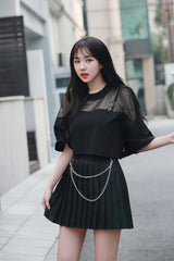 チェーンメッシュクロップTシャツ / TOP(8062) Chain Mesh Crop Tee