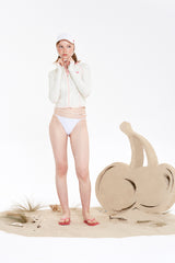 スモールチェリージップアップラッシュガード / SMALL CHERRY ZIP-UP RASHGUARD [IVORY]
