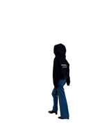 プリントクロップドフーディ / Print Cropped Hoodie-BLACK