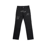 PLASTIC FACE PATCHED DENIM PANTS - O/C (6674946228342)
