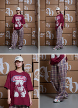 [24SS] ビンテージオーバーラップベア半袖Tシャツ ワイン
