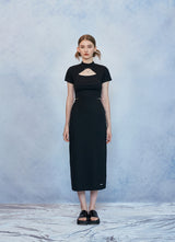 [SET] HIDE Chain Crop Top (Black) (6570965172342)