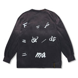 Lexsecunda ヴィンテージライクオーバーサイズロングスリーブTシャツ ブラック/ ベージュ