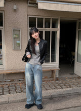 SD Washed Denim Wide Pants