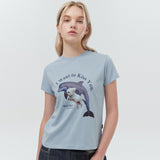 パピードルフィンジャンピングTシャツ/Puppy dolphin jumping half sleeve tshirt women