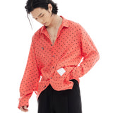 オーバーフィットドットプリントシャツ/OVERFIT DOT PRINT SHIRT-DEEP RED