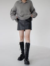 ケーブルカラーニット / Cable collar knit (4color)