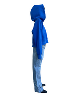 プリントクロップドフーディー/Print Cropped Hoodie-BLUE