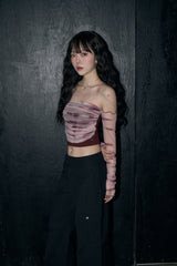 マーブルオフショルダートップ/marble off shoulder top - wine