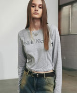 NICOLE ピンタック長袖クロップトップ