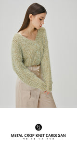 Metal Crop Knit Cardigan (4color)