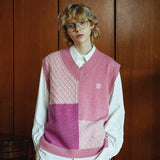 カラーブロックウールニットベスト / Tone on tone color block wool knit vest