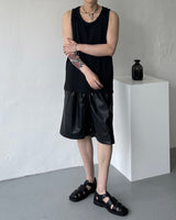 SI レザーバミューダバンディングパンツ / SI Leather Bermuda banding pants