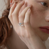 ブルーオパールペンダントサージカルチェーンリング/Blue opal pendant surgical chain ring