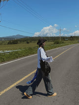 (UNISEX)カラーリングカーペンダーワイドデニムパンツ