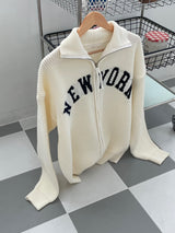 LMN Dear New York Lettering Hachi Knitwear Zip-up (3 colors)
