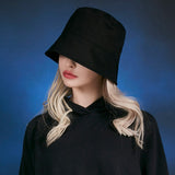 Stud drop over fit bucket hat BLACK