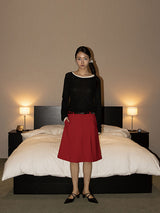 VIVID PLEATS SKIRT (TOMATO)
