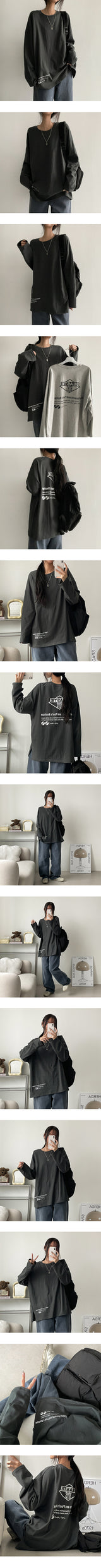 Veepa オーバーサイズ フィット ロング スリーブ Tシャツ