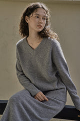 ウール Vニット/WOOL V-KNIT_GRAY