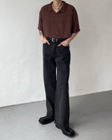 AT cornerヘアリーVネック半袖襟付きニット/ AT corner Hairley V-collar Knitwear (3 colors)