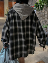 (UNISEX)キッチフードバルーンチェックシャツ