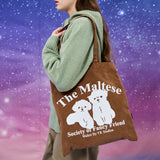 マルチーズシルエットコーデュロイエコバッグ / Maltese silhouette corduroy ecobag