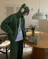 ニットピグメントフードジップアップ / Kint pigment hood zip-up (3 color)