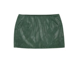 フォーレザーローライズミニスカート / Faux-Leather Low Rise Mini Skirt _ Green