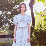 シャーリングリボンアンバランスドレス / Shirring Ribbon Unbalanced Dress