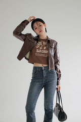 レザージップアップジャケット / Leather Zip-Up Jacket (2color)