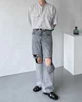SI リブドジーンズ / SI ripped jeans (2 colors)