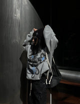 Flower string denim wide pants