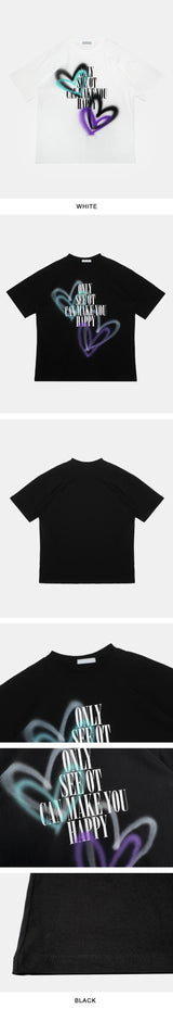 ハートスプレーオーバーフィットTシャツ