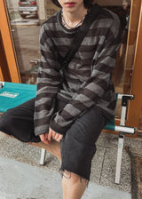 フォーシーズンシースルーストライプ長袖Tシャツ