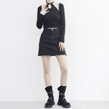 ランカシャー スリット ホルターネック T シャツ