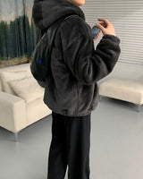 UI Mink Fur Hood Zip-Up Jumper (4 colors)
