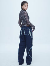 スネーク カッティング デニムパンツ / Snake Cutting Denim Pants