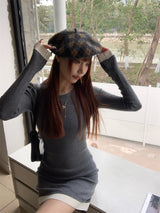 Slim line ribbed mini dress