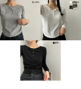 ポヒティックボタンロングスリーブT / Pohee's Tick Button Long Sleeve Tee