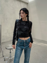フェイス捺染セミクロップTシャツ