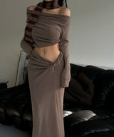 unbalanced twisted maxi long skirt