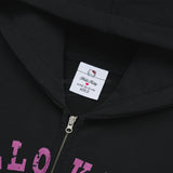 acme de la vie / Sanrio HELLO KITTY LETTERING CROP HOODIE ZIP UP BLACK